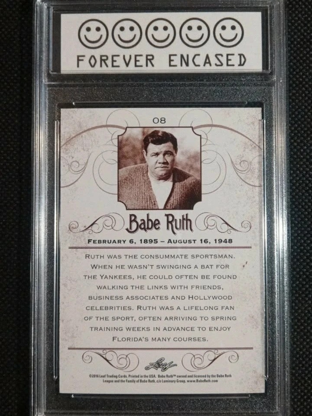 2016 Leaf Babe Ruth Collection - Babe Ruth #08 - Picture 2 of 2